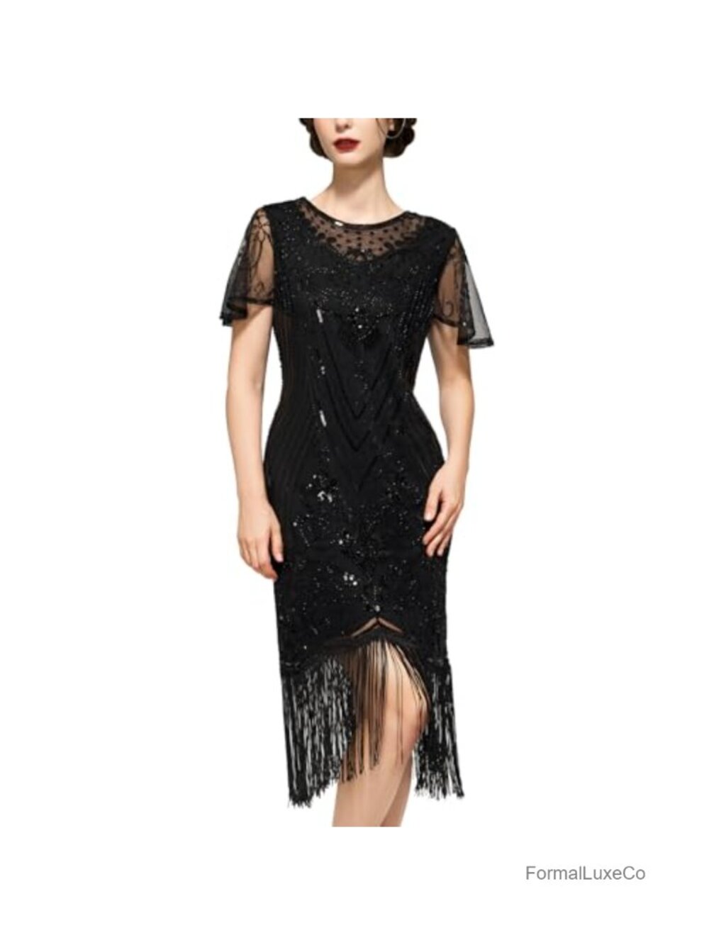 1920s Flapper Dress Sequin Fringe Sheath Great Gatsby Prom Formal Party